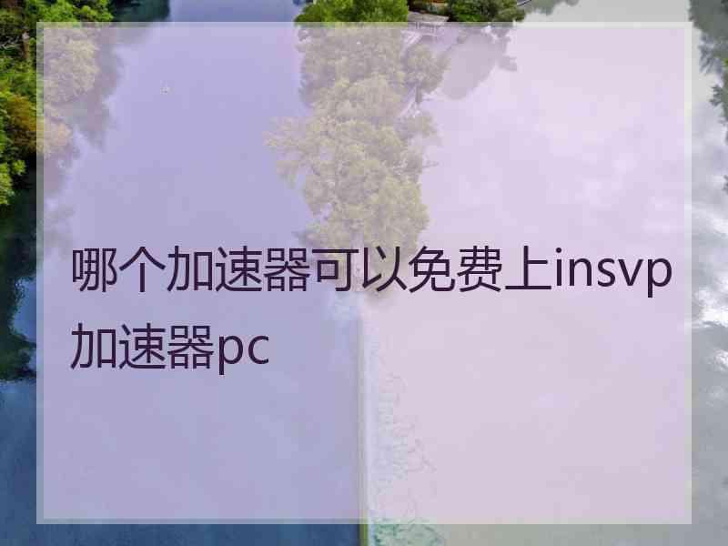 哪个加速器可以免费上insvp加速器pc