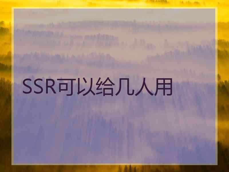 SSR可以给几人用