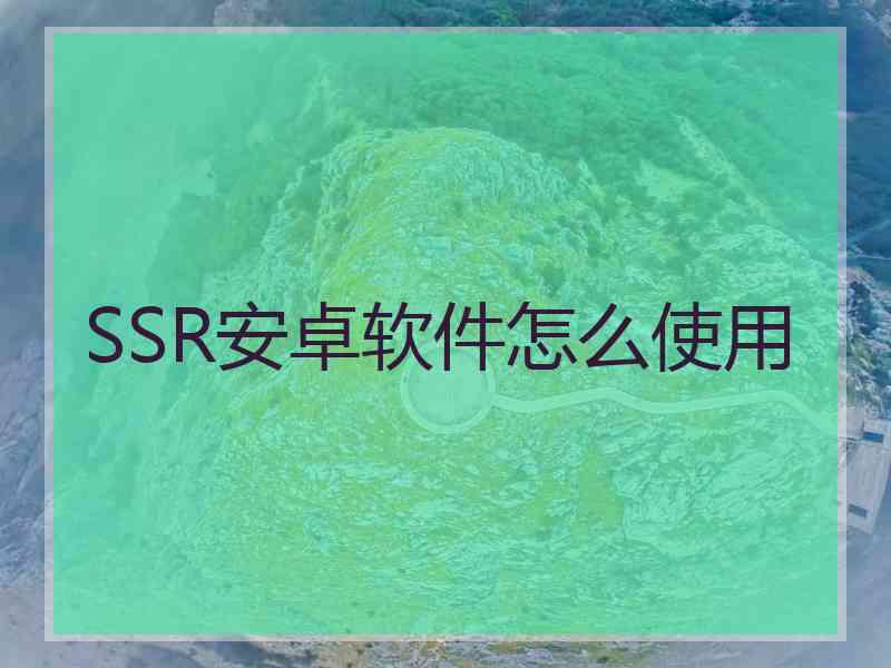 SSR安卓软件怎么使用